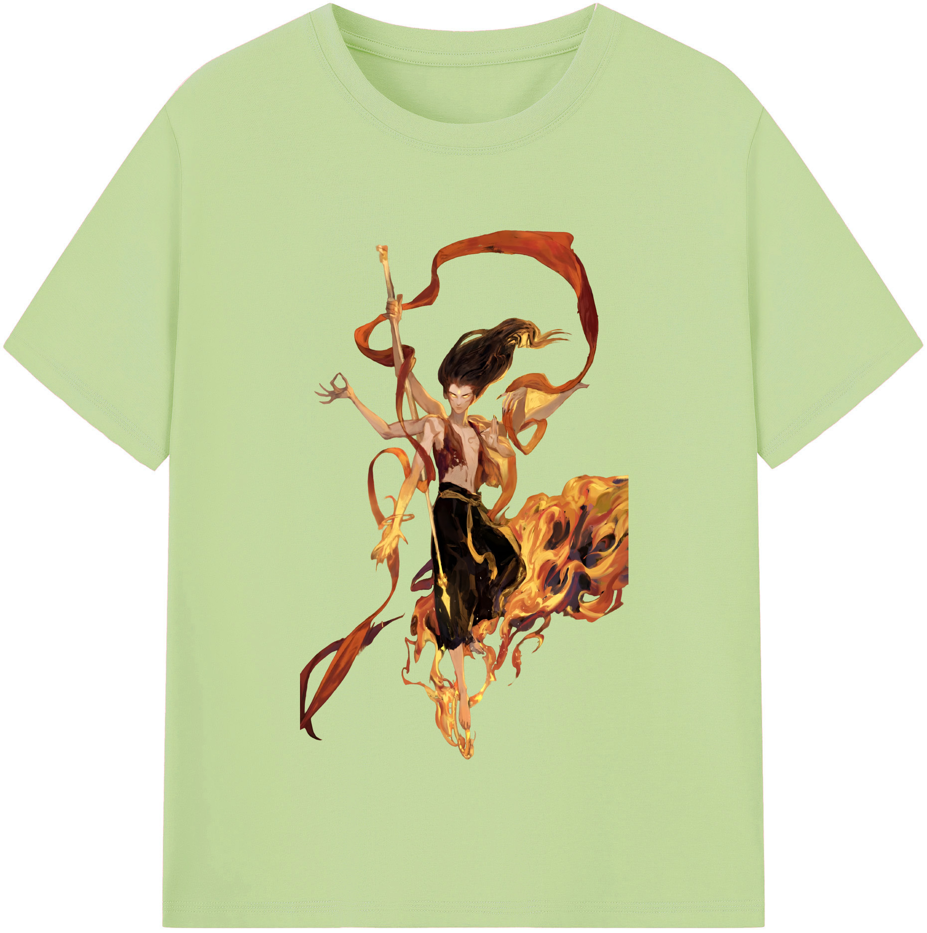 （画像用） Ne Zha 2 ナタ 魔童の大暴れ 綿100％半袖Tシャツ（フロントプリント）